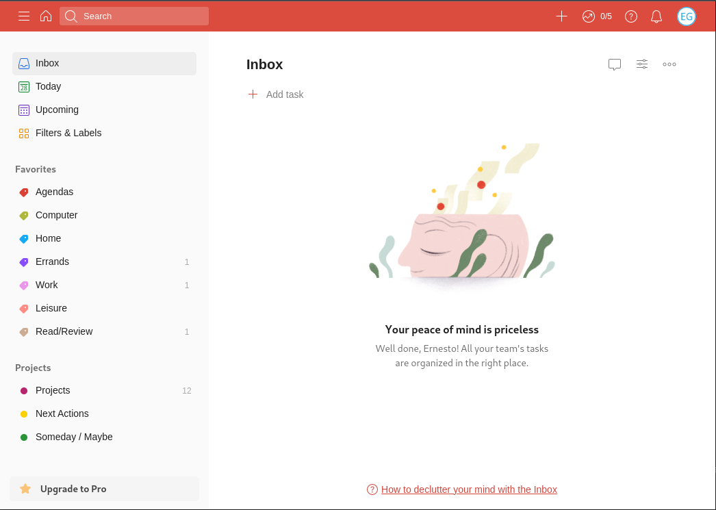 Image showing the Labes as Favourites in Todoist